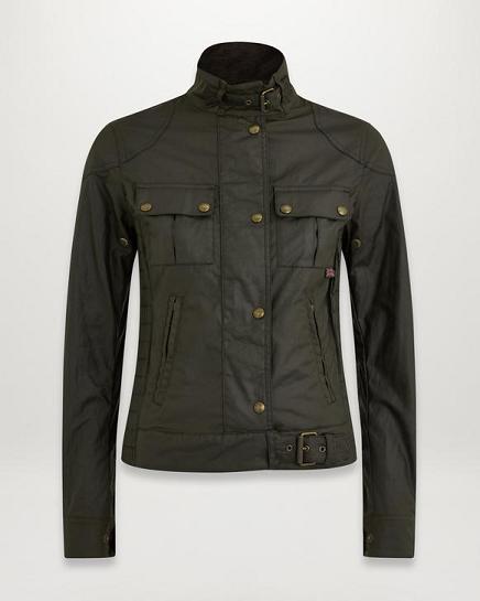 Veste Cirée Belstaff Femme Gangster Vert Olive Coton Soldes HG1064952